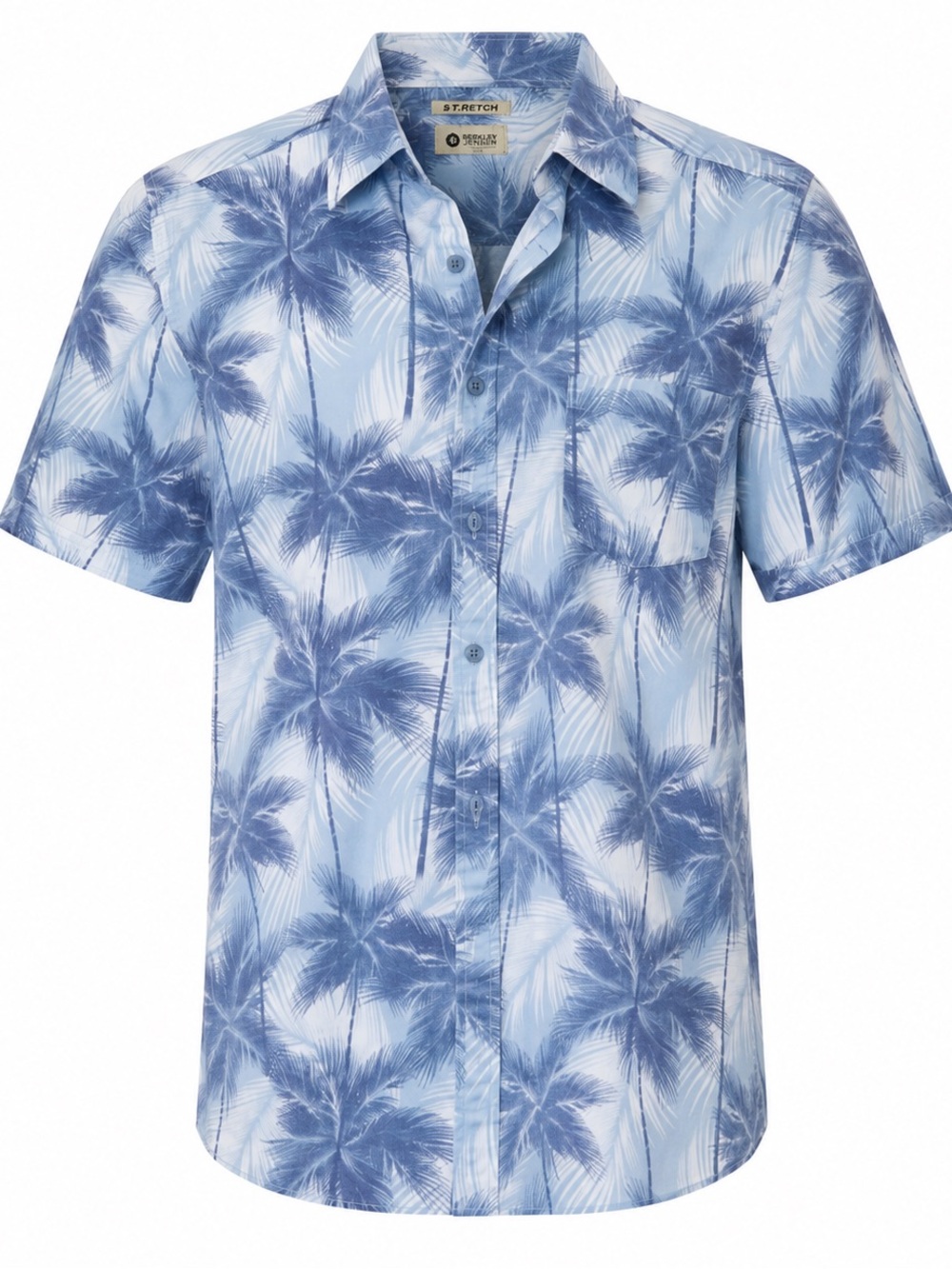 HAGAR Men’s Hawaiian shirtSTRETCH size Medium. Blue,white.98% cotton, 2% spandex